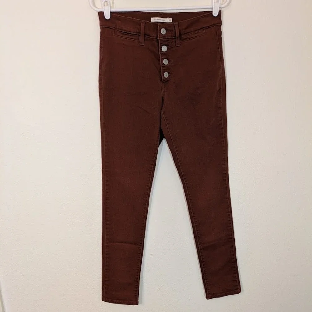 Levi's 311 Shaping Skinny Jeans Red Tab Button Fly Mid Rise Women's 28 Brown